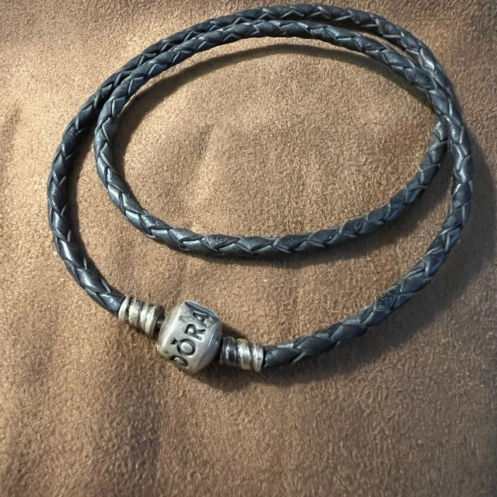 Braided Leather Wrap Bracelet - Black